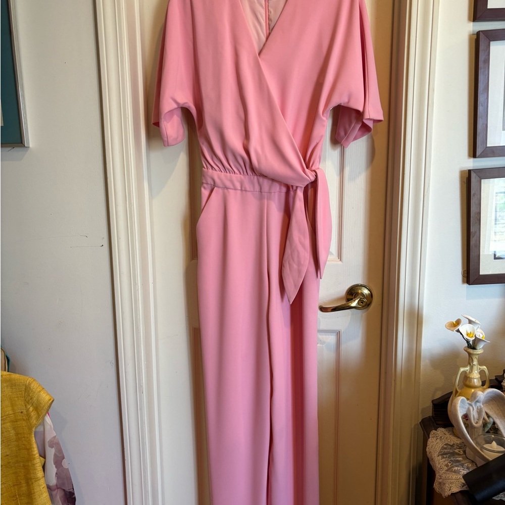 Trina Turk Kai light pink wrap front jumpsuit size 0 NWT